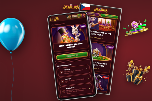 Mobilní zobrazení Magius Casino s vyplněným promo kódem MAGICZ7 v registraci