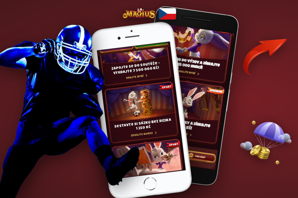 Tři složky uvítacího balíčku Magius Casino: 100 %, 200 free spinů a Bonus Crab